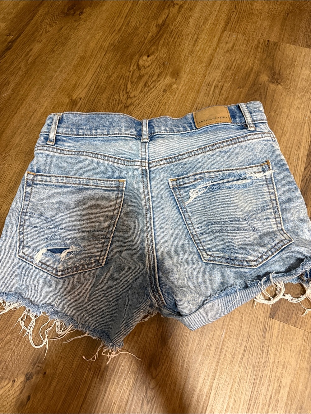 American Eagle Outfitters Light Wash Distressed Denim Shorts